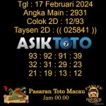 Angka jitu Toto macau jam 00.00 Malam tanggal 17 Februari 2024