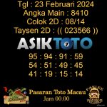 Angka jitu Toto macau jam 00.00 Malam tanggal 23 Februari 2024