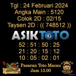 Angka jitu Toto macau jam 13.00 Siang tanggal 24 Februari 2024