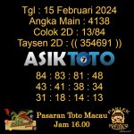 Angka jitu Toto macau jam 16.00 Sore tanggal 15 Februari 2024