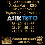 _Angka jitu Toto macau jam 16.00 Sore tanggal 29 Februari 2024