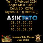 Angka jitu Toto macau jam 22.00 Malam tanggal 12 Februari 2024