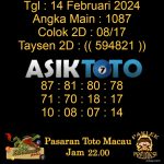 Angka jitu Toto macau jam 22.00 Malam tanggal 14 Februari 2024