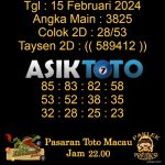 Angka jitu Toto macau jam 22.00 Malam tanggal 15 Februari 2024
