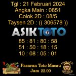 Angka jitu Toto macau jam 22.00 Malam tanggal 21 Februari 2024
