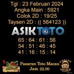 Angka jitu Toto macau jam 22.00 Malam tanggal 23 Februari 2024