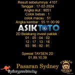 Prediksi Togel Asiktoto Hari Ini Sydneypools 17 Februari 2024