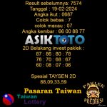 Prediksi Togel Asiktoto Hari Ini Taiwan 19 Februari 2024