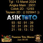 Angka jitu Toto macau jam 00.00 Malam tanggal 13 Maret 2024