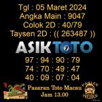Angka jitu Toto macau jam 13.00 Siang tanggal 05 Maret 2024