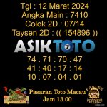 Angka jitu Toto macau jam 13.00 Siang tanggal 12 Maret 2024