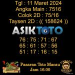 Angka jitu Toto macau jam 16.00 Sore tanggal 11 Maret 2024