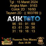 Angka jitu Toto macau jam 16.00 Sore tanggal 15 Maret 2024