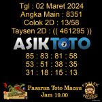 Angka jitu Toto macau jam 19.00 Malam tanggal 02 Maret 2024