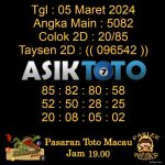 Angka jitu Toto macau jam 19.00 Malam tanggal 05 Maret 2024