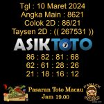 Angka jitu Toto macau jam 19.00 Malam tanggal 10 Maret 2024