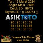 Angka jitu Toto macau jam 19.00 Malam tanggal 12 Maret 2024