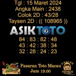 Angka jitu Toto macau jam 19.00 Malam tanggal 15 Maret 2024