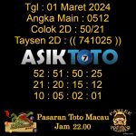 Angka jitu Toto macau jam 22.00 Malam tanggal 01 Maret 2024