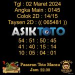 Angka jitu Toto macau jam 22.00 Malam tanggal 02 Maret 2024