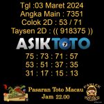 Angka jitu Toto macau jam 22.00 Malam tanggal 03 Maret 2024