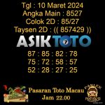 Angka jitu Toto macau jam 22.00 Malam tanggal 10 Maret 2024