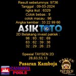 Prediksi Togel Asiktoto Hari Ini Cambodia 09 Maret 2024