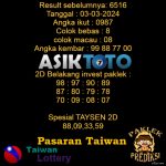 Prediksi Togel Asiktoto Hari Ini Taiwan 03 Maret 2024