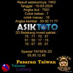 Prediksi Togel Asiktoto Hari Ini Taiwan 10 Maret 2024