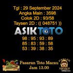 Angka jitu Toto macau jam 13.00 Siang tanggal 29 September 2024