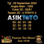 Angka jitu Toto macau jam 16.00 Sore tanggal 29 September 2024