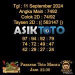 Angka jitu Toto macau jam 22.00 Malam tanggal 11 September 2024