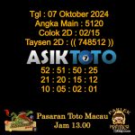 _Angka jitu Toto macau jam 13.00 Siang tanggal 07 Oktober 2024