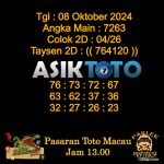 Angka jitu Toto macau jam 13.00 Siang tanggal 08 Oktober 2024