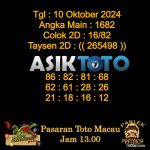 Angka jitu Toto macau jam 13.00 Siang tanggal 10 Oktober 2024