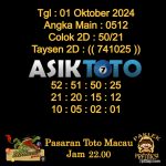 Angka jitu Toto macau jam 22.00 Malam tanggal 01 Oktober 2024
