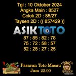 Angka jitu Toto macau jam 22.00 Malam tanggal 10 Oktober 2024